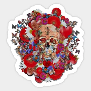 Skull Flower Power 18 Sticker